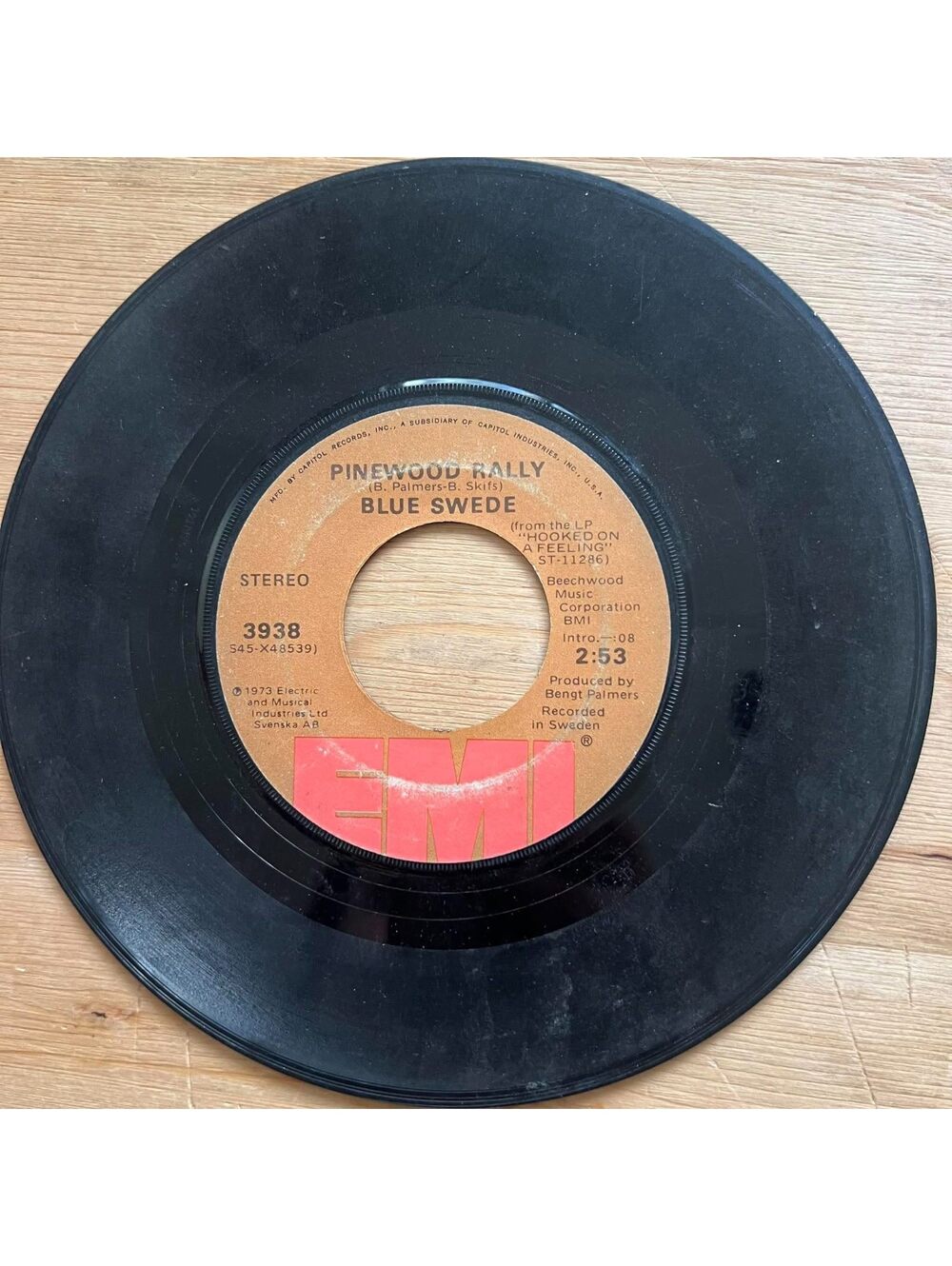 Blue Swede - Pinewood Rally/Never my Love 45rpm VG+ R19